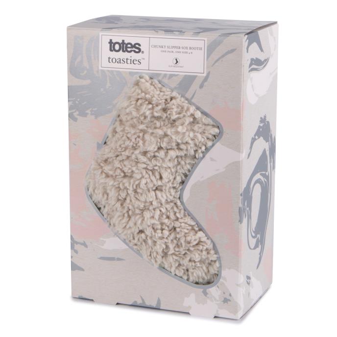 totes toasties® Ladies Faux Fur Bootie Slipper Socks Cream Extra Image 1